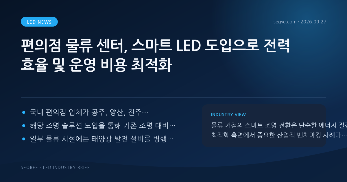 편의점 물류 센터, 스마트 LED 도입으로 전력 효율 및 운영 비용 최적화