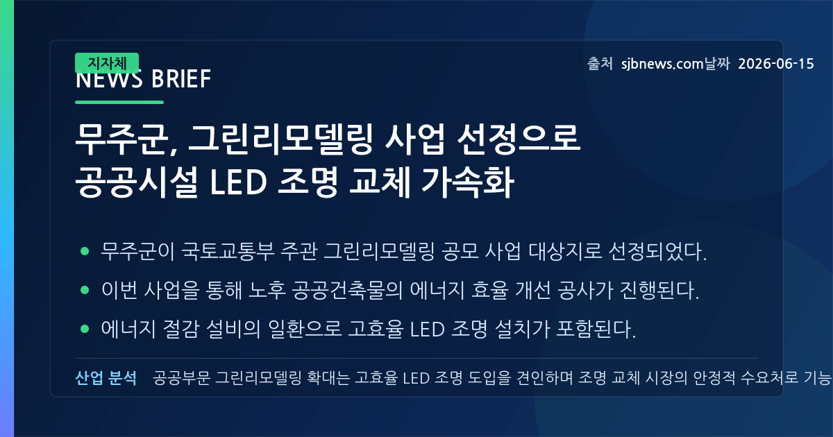무주군, 그린리모델링 사업 선정으로 공공시설 LED 조명 교체 가속화