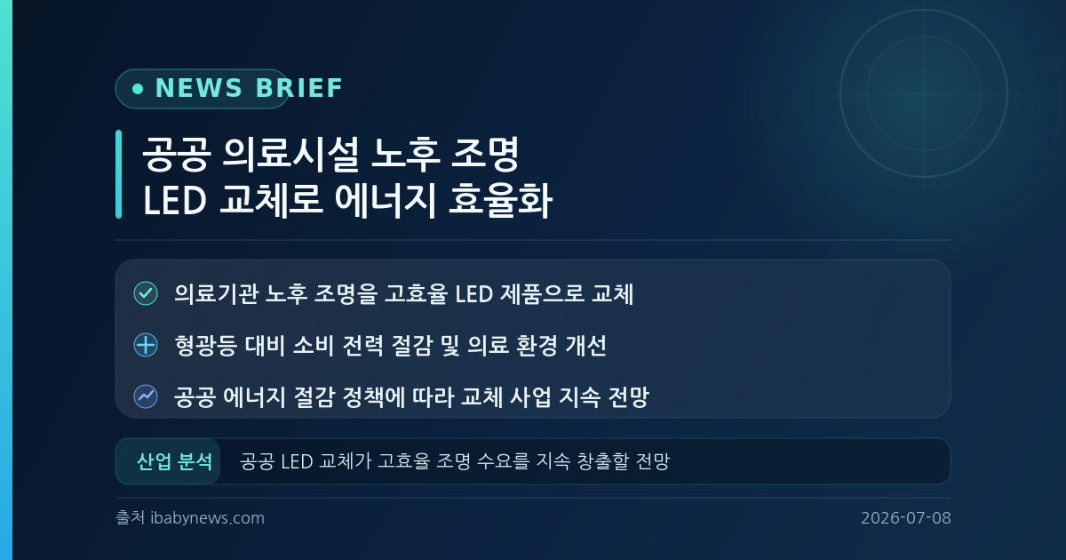 공공 의료시설 대상 노후 조명 LED 교체 지원 통한 에너지 효율화 추진