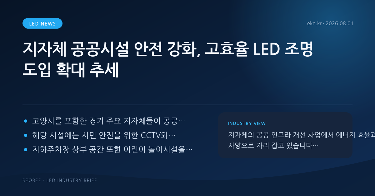 지자체 공공시설 안전 강화, 고효율 LED 조명 도입 확대 추세