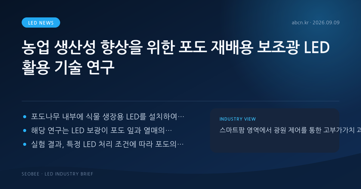 농업 생산성 향상을 위한 포도 재배용 보조광 LED 활용 기술 연구