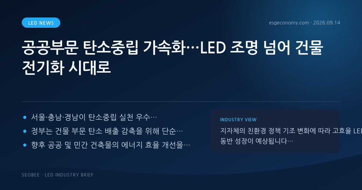 공공부문 탄소중립 가속화…LED 조명 넘어 건물 전기화 시대로